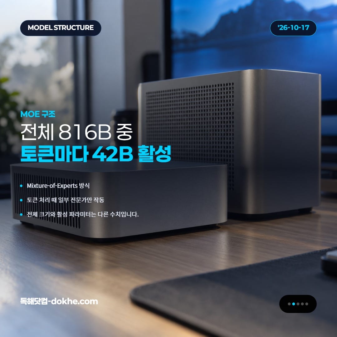 Muse Spark Open의 전체 816B 파라미터와 토큰마다 활성화되는 42B 파라미터를 비교한 카드