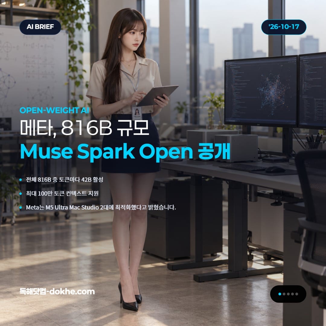 Meta의 Muse Spark Open 모델 공개와 816B 파라미터·M5 Ultra 실행을 소개하는 카드 표지
