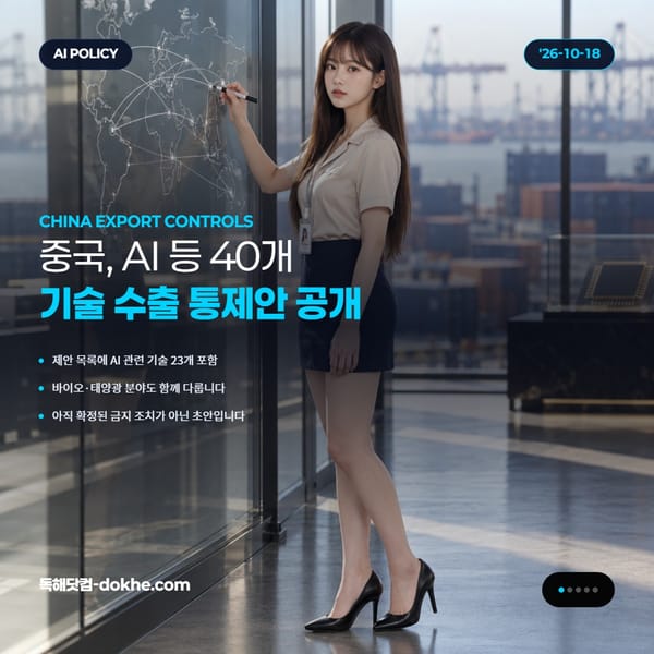 수출 정책을 살피는 한국인 여성 분석가와 반도체·교역 경로를 상징하는 배경.